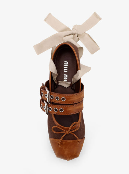 Miu Miu Canvas And Leather Blend Ballerinas