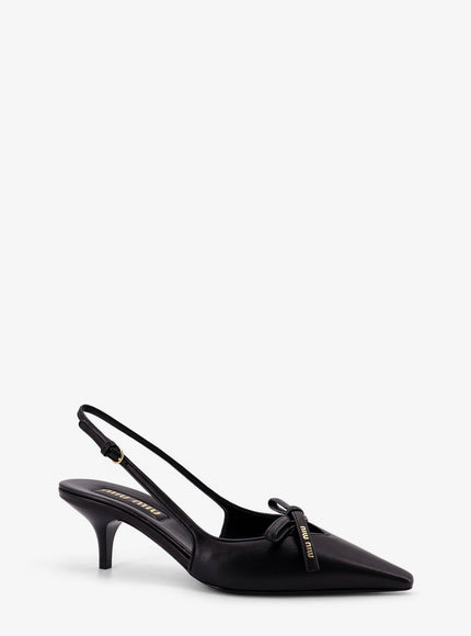 Miu Miu Leather Décolleté With Logo Bow Detail