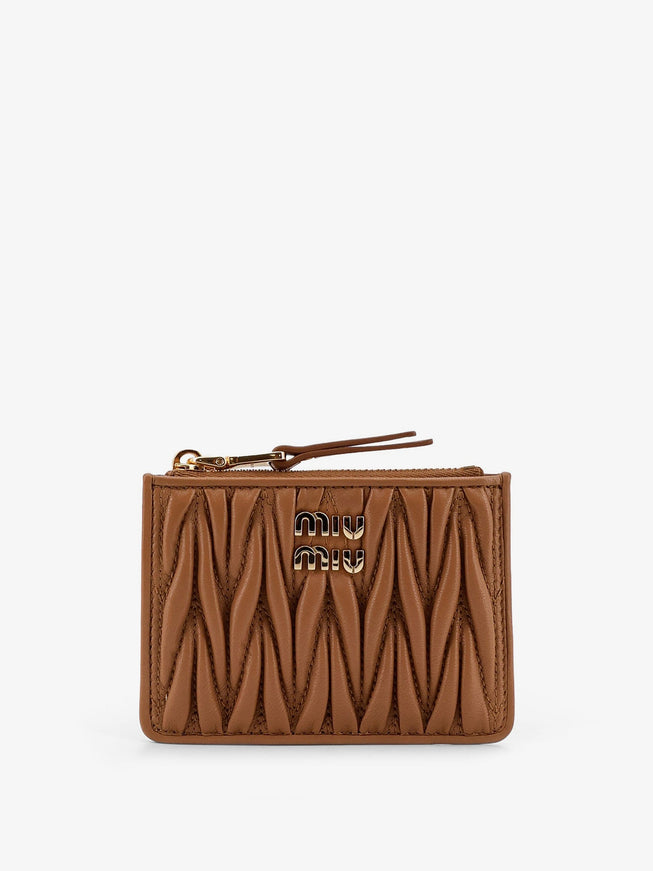 Miu Miu Quilted Leather Card Holder Uni Caramel