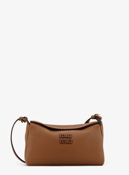 Miu Miu Leather Crossbody Bag With Logo On The Front Uni Caramel