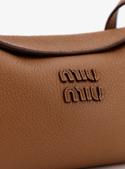 Miu Miu Leather Crossbody Bag With Logo On The Front