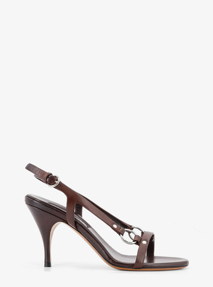Miu Miu Leather Sandals With Metal Detail Moro