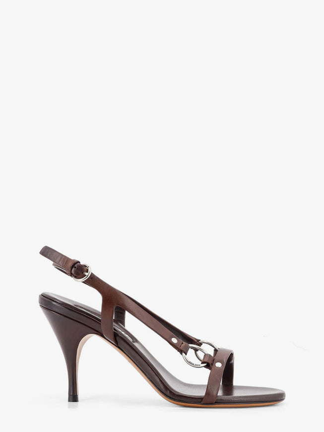 Miu Miu Leather Sandals With Metal Detail Moro