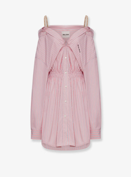 Miu Miu Striped Cotton Shirt Dress 36 Rosa