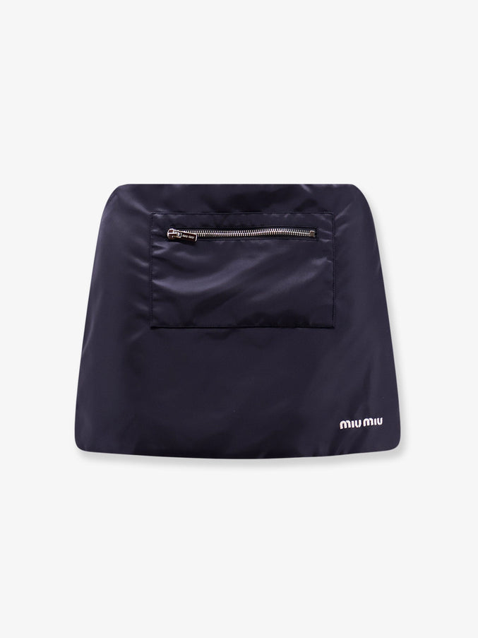 Miu Miu Recycled Material Mini Skirt Bleu