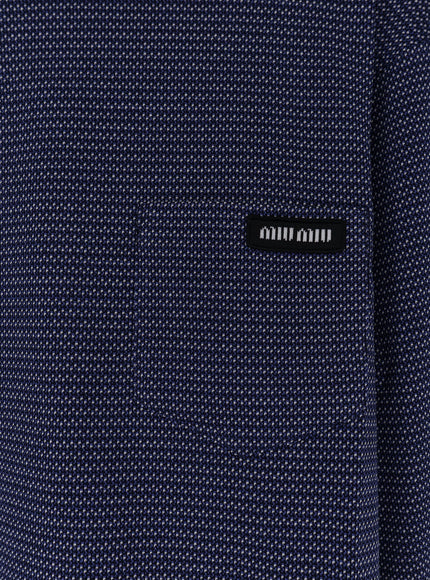 Miu Miu Two-Tone Jersey T-Shirt With Logo Lettering
