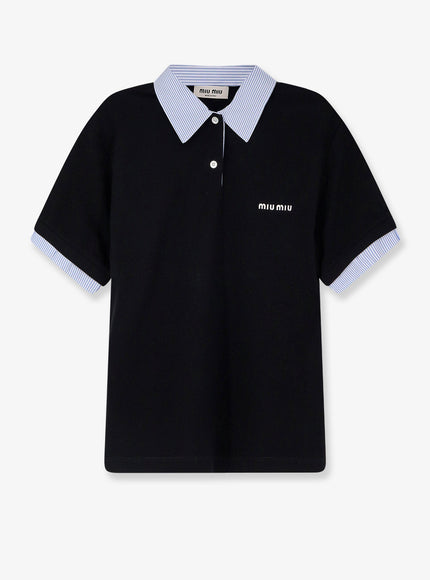 Miu Miu Piquet Cotton Polo Shirt Nero
