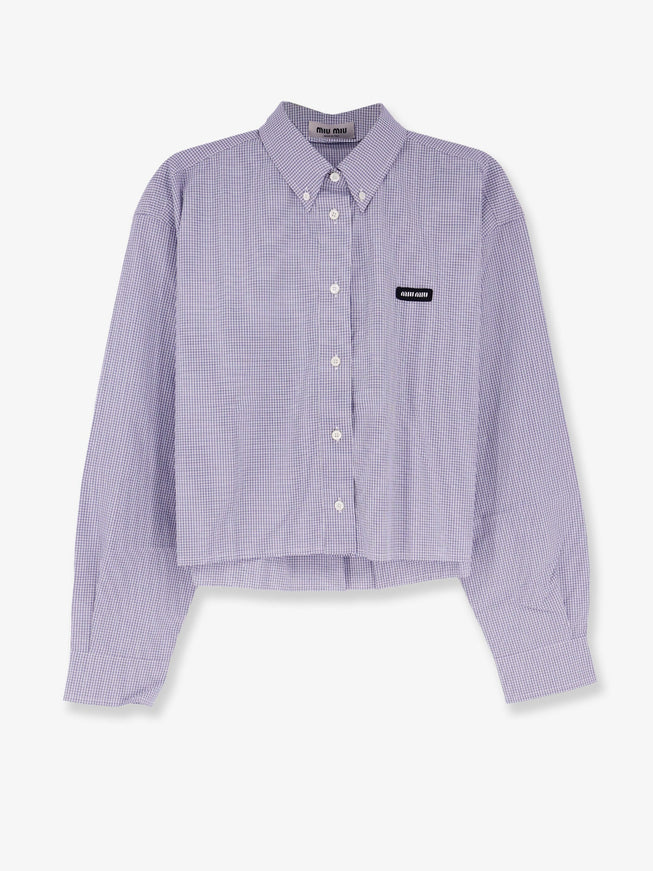 Miu Miu Pin Check Cotton Shirt Bleu
