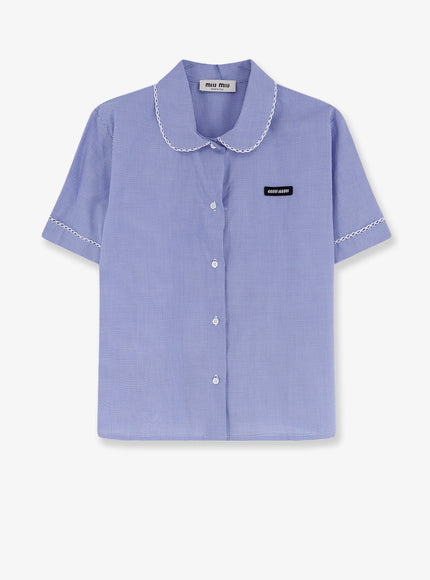 Miu Miu Vichy Cotton Shirt Biancoazzurroo