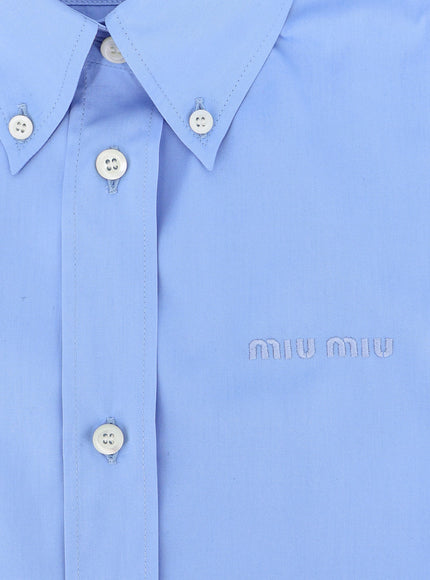 Miu Miu Cotton Shirt With Front Embroidered Logo
