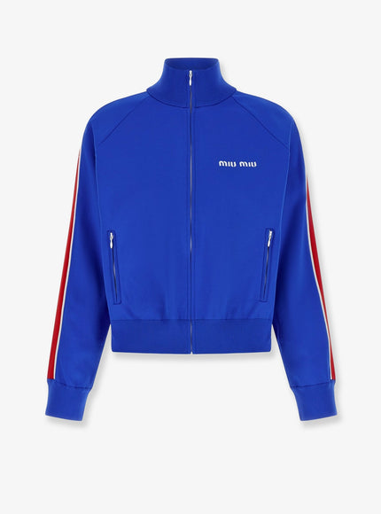 Miu Miu Recycled Material Sweatshirt Bluetterosso