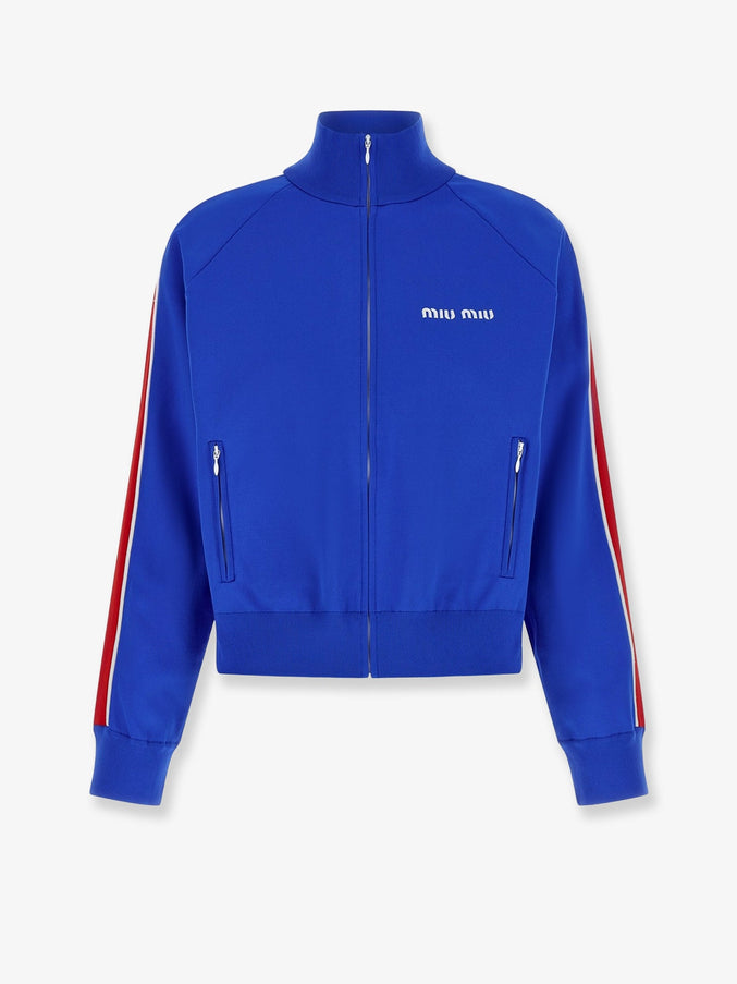 Miu Miu Recycled Material Sweatshirt Bluetterosso