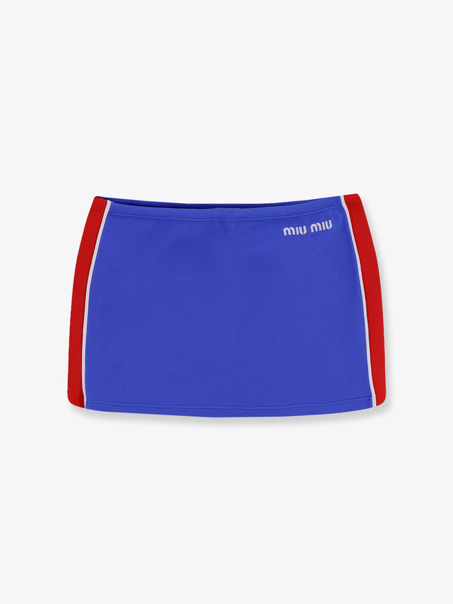 Miu Miu Recycled Material Mini Skirt Bluetterosso