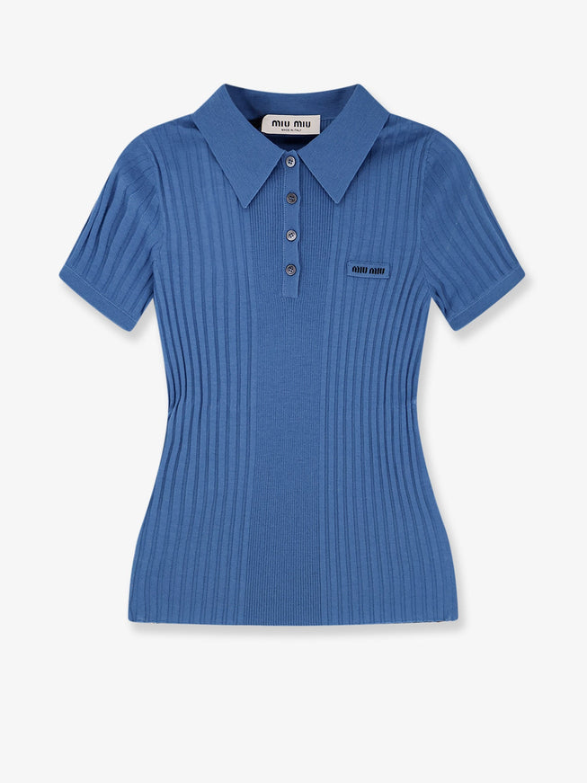 Miu Miu Virgin Wool Polo Shirt Avio