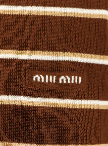 Miu Miu Striped Cotton Polo Shirt