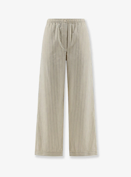 Miu Miu Striped Cotton Pajama Pants Crema