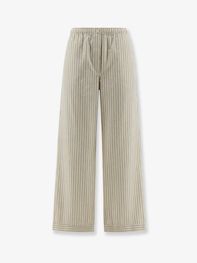 Miu Miu Striped Cotton Pajama Pants Crema