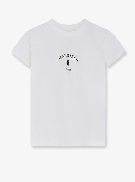 Mm6 Maison Margiela Cotton T-Shirt With Logo Print Offwhite