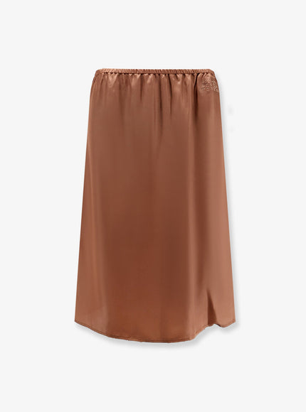 Mm6 Maison Margiela Cupro Blend Midi Skirt Lightbrown