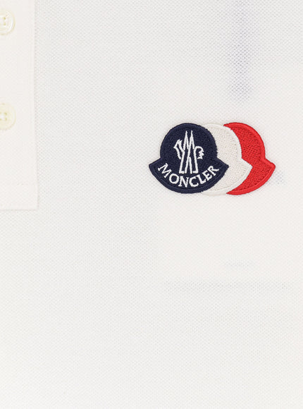 Moncler Cotton Polo Shirt With Tricolor Logo Patch