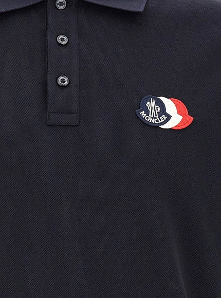 Moncler Cotton Polo Shirt With Tricolor Logo Patch