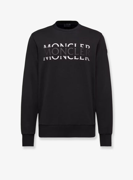 Moncler Cotton Sweatshirt With Logo Print Nero