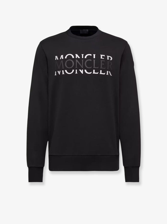Moncler Cotton Sweatshirt With Logo Print Nero