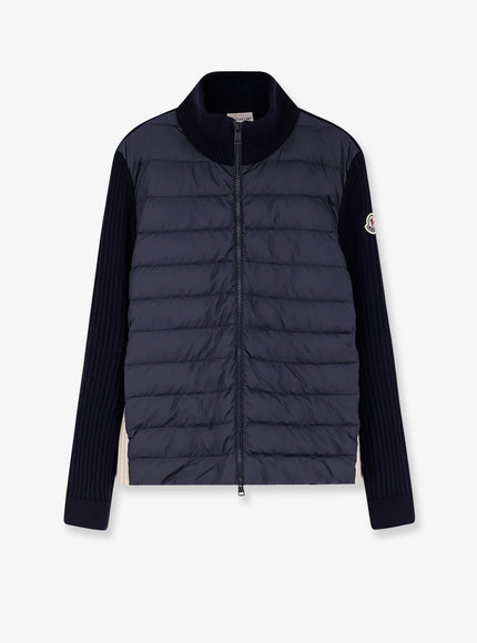 Moncler Wool Blend Padded Jacket Blu Scuro