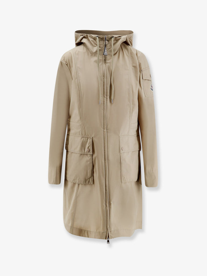 Moncler Laerte Cotton Blend Long Jacket Bianco