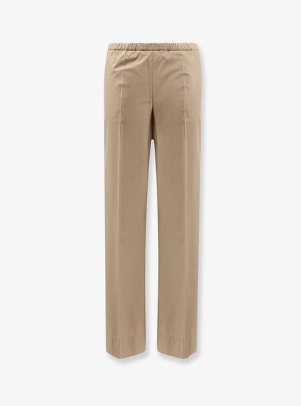 Moncler Cotton Trousers With Logo Patch Beige