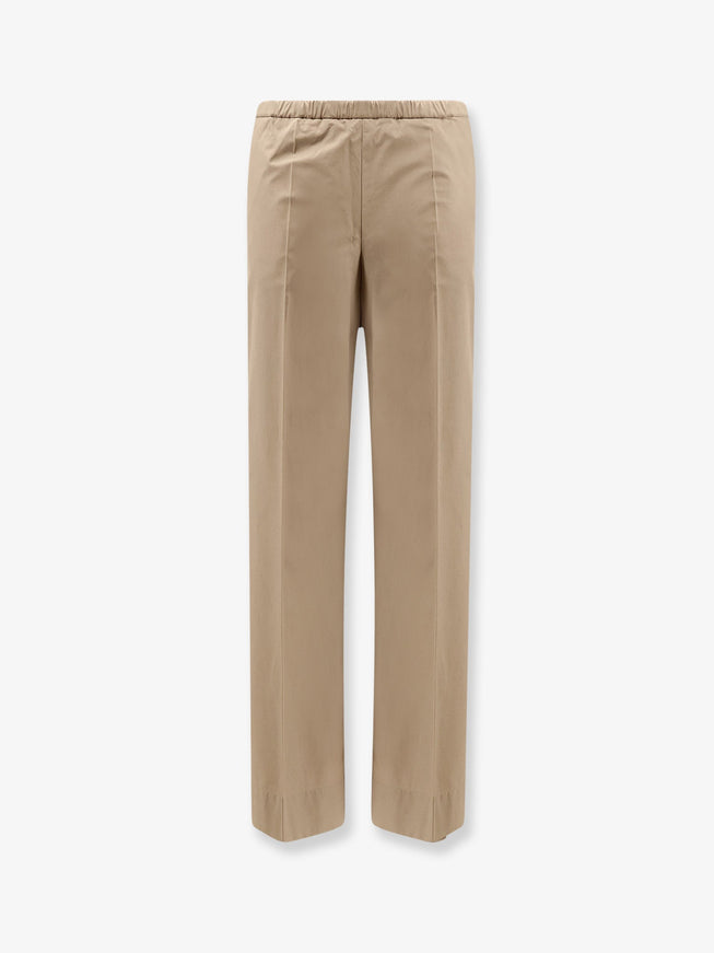 Moncler Cotton Trousers With Logo Patch Beige