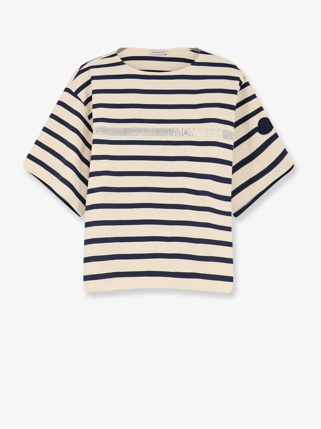 Moncler Cotton T-Shirt With Striped Pattern Nero