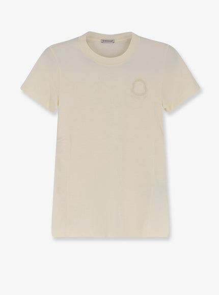 Moncler Cotton T-Shirt With Flocked Logo On The Front Bianco