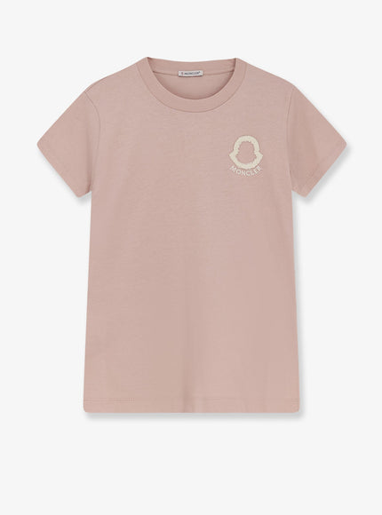 Moncler Cotton T-Shirt With Flocked Logo On The Front Rosa
