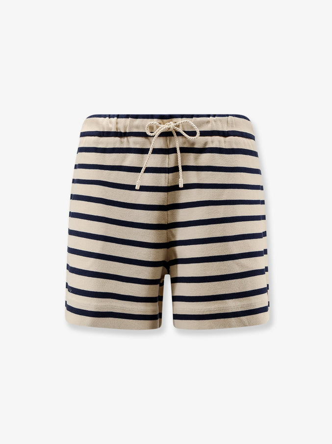 Moncler Cotton Shorts With Striped Pattern Nero