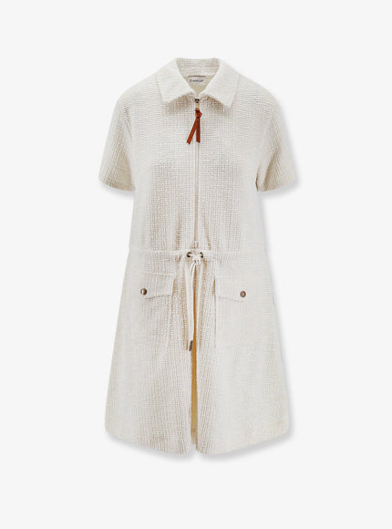 Moncler Dress With Adjustable Drawstring Bianco