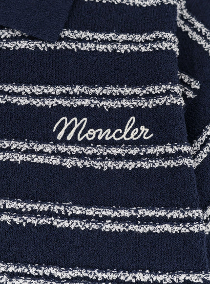 Moncler Cotton Blend Polo Shirt With Bouclé Effect