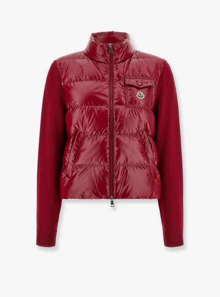 Moncler Down Jacket With Virgin Wool Inserts Rosso