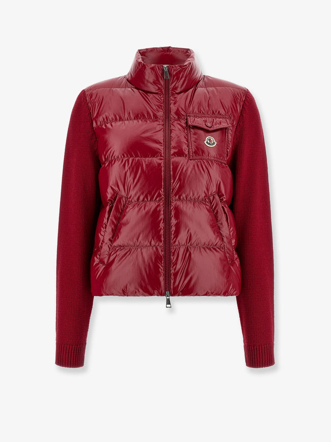 Moncler Down Jacket With Virgin Wool Inserts Rosso