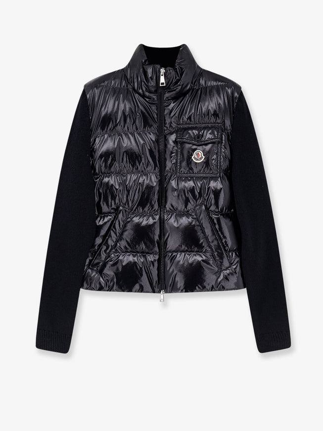 Moncler Down Jacket With Virgin Wool Inserts Nero