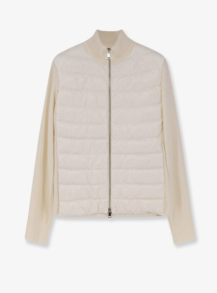 Moncler Cardigan/Down Jacket Wit Iconic Patch Avorio