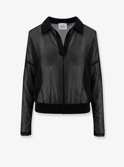 Nude Cotton Blend Polo Shirt Black