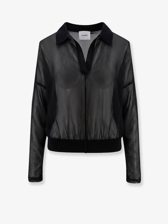 Nude Cotton Blend Polo Shirt Black