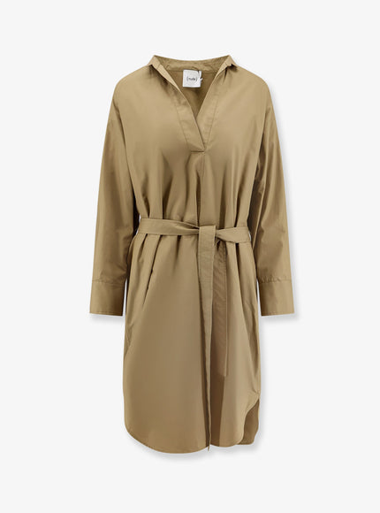Nude Cotton Dress With Belt Khaki