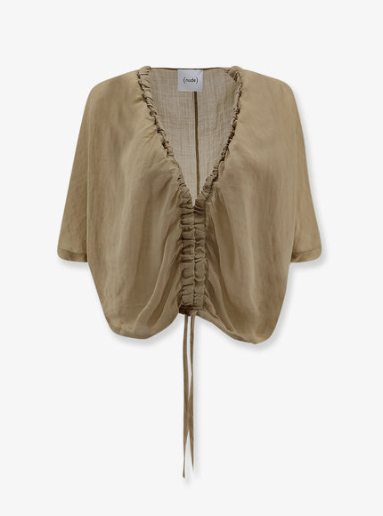 Nude Linen Blend Shirt Khaki