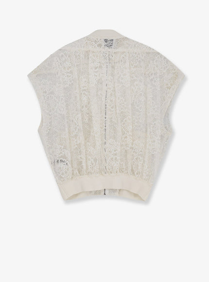 Nude Sleeveless Lace Jacket