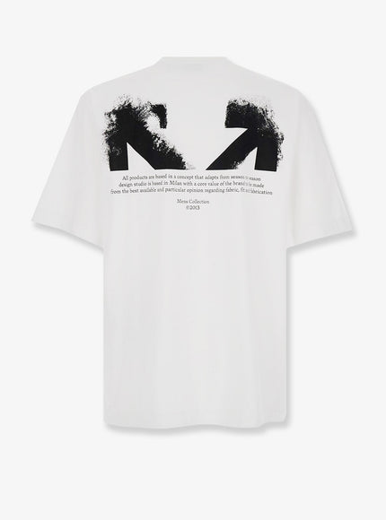 Off White Cotton T-Shirt With Frontal Logo Print