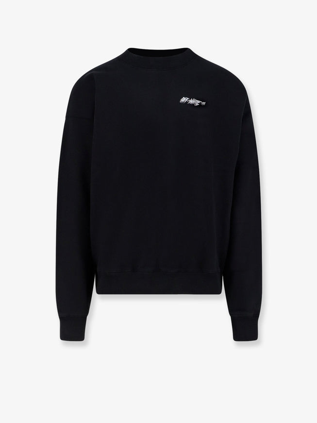 Off White Cotton Sweatshirt Black