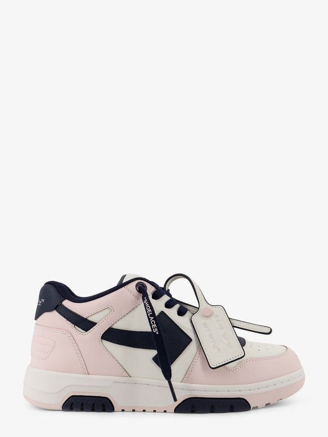 Off White Out Of Office Leather Sneakers With Iconic Logo On The Side Pink Dark B