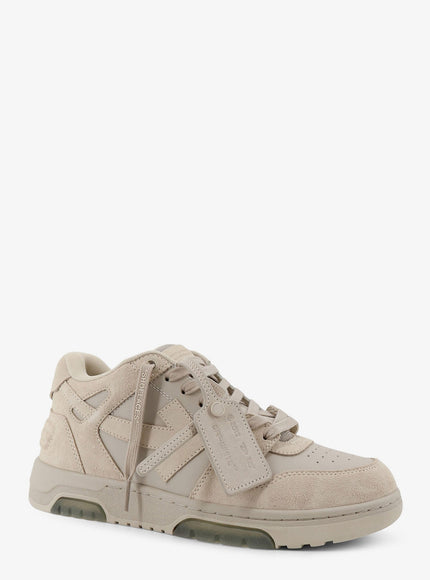 Off White Out Of Office Suede And Leather Sneakers With Iconic Logo On The Side